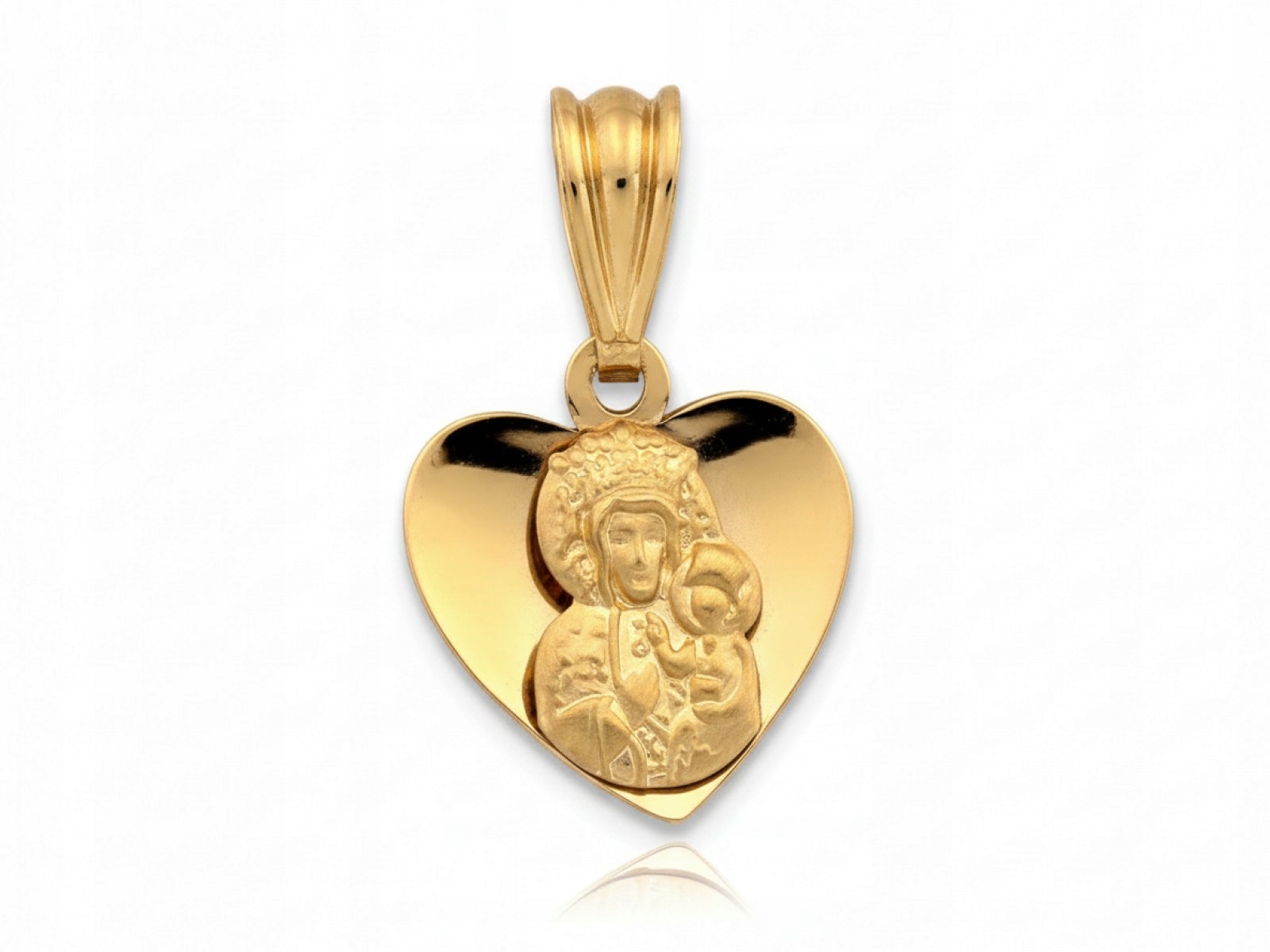 Zlatý medailon 585 Panna Maria Čenstochovská v Srdci 0,78g Srdíčko