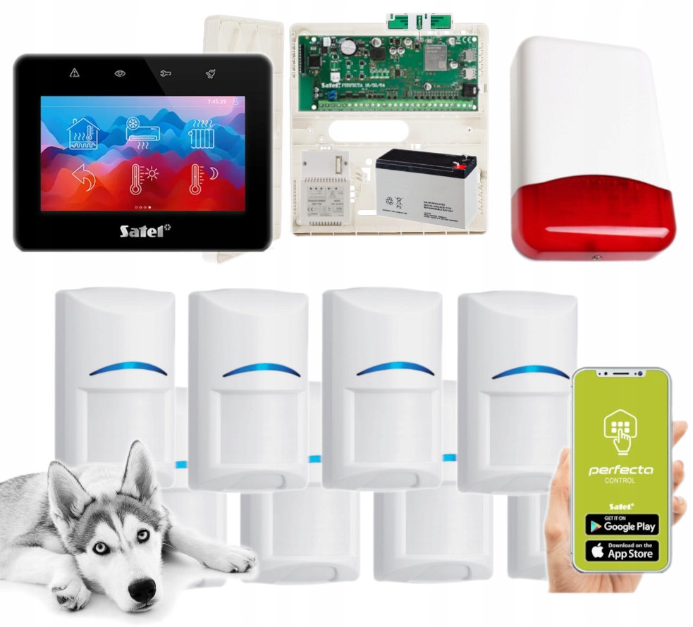 Alarm Satel Perfecta 64 M Antena Lte 8 Czujek Pir Pet Syrena Dotyk App