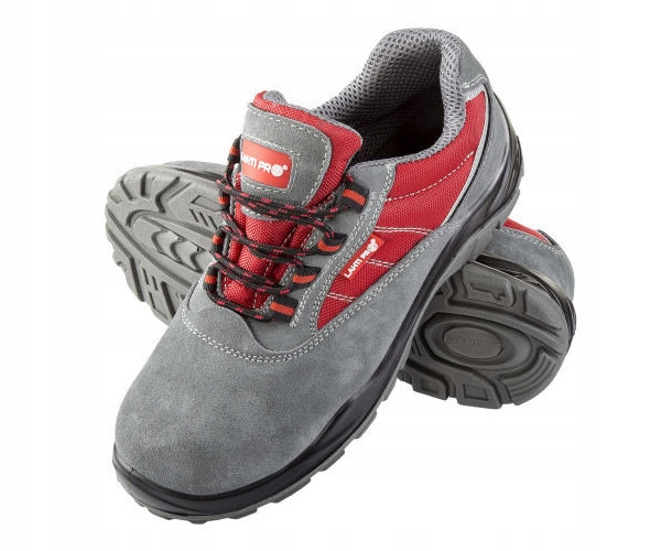 Półbuty Zamsz/oxford SZARO-CZERW.S1P Src, "41