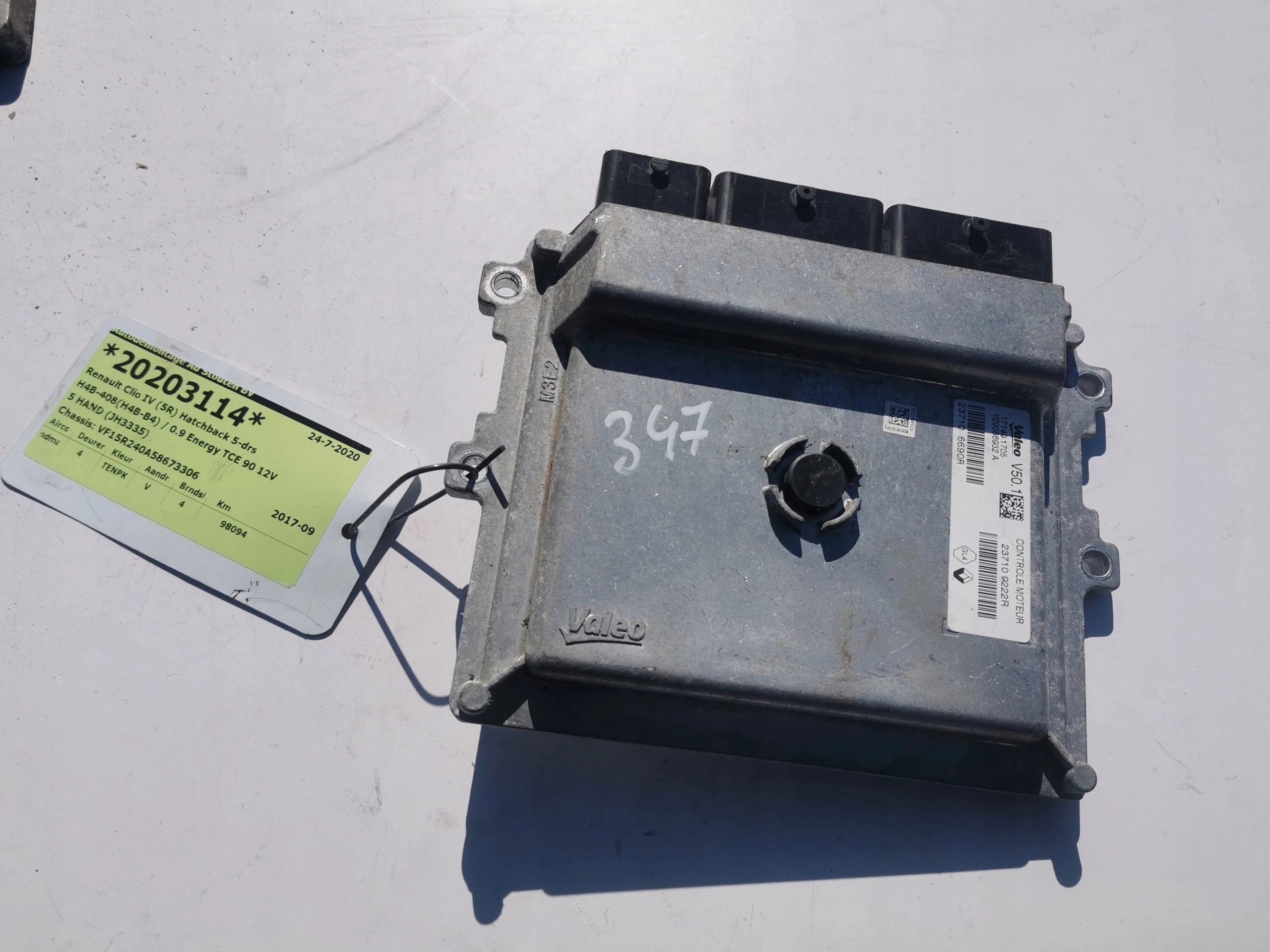 RENAULT CLIO 0.9B V29086932A 237109222R computer E