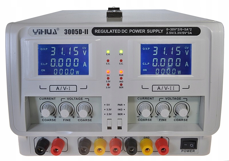 Regulovatelný laboratorní napájecí zdroj 2 kanály DC, 2,5V/3,3V/5V Yihua 3005D-II