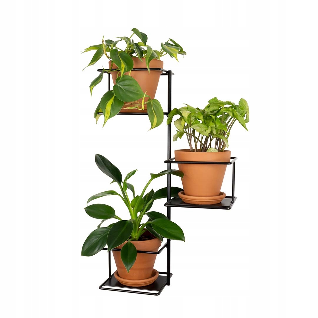 Držiak Na Kvetináč Džungľa 2 nástenný kovový závesný na stenu loft trojitý čierny