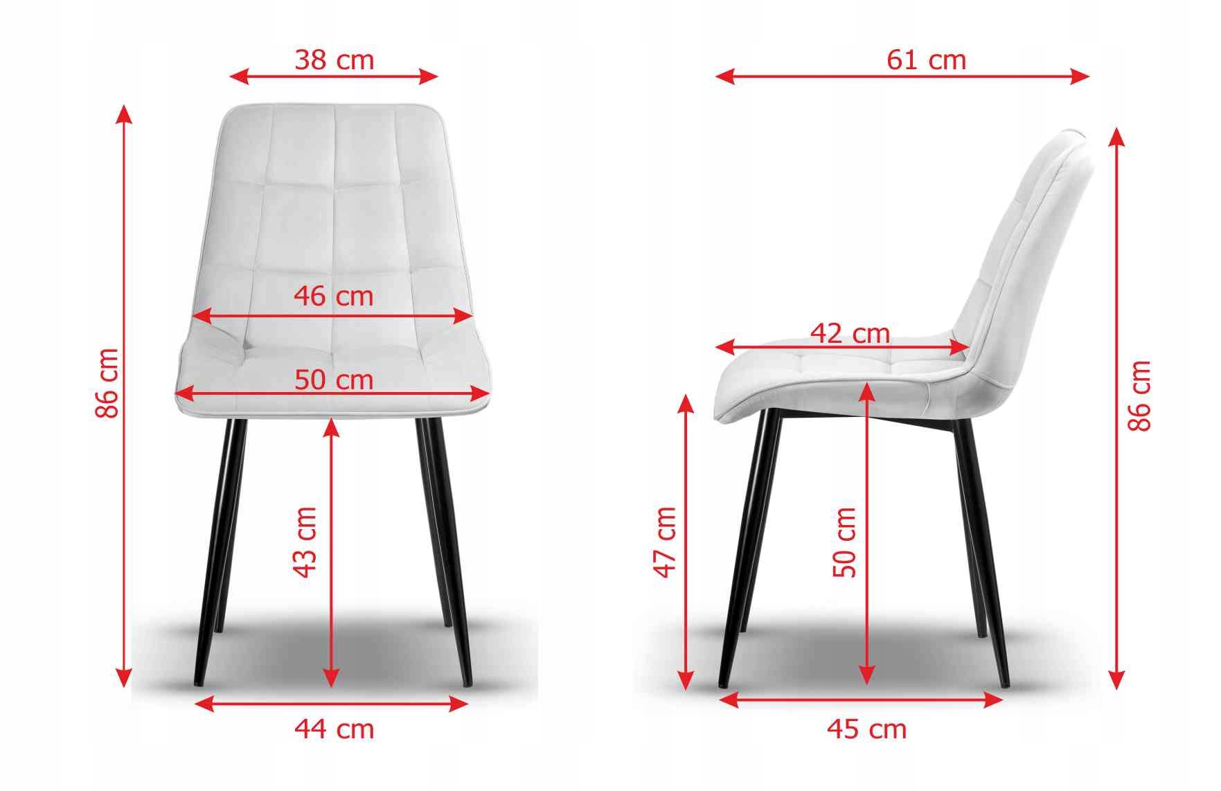 ELEGANCKIE TAPICEROWANE KRZESŁO IKAR SZARE VELVET Szerokość mebla 50 cm