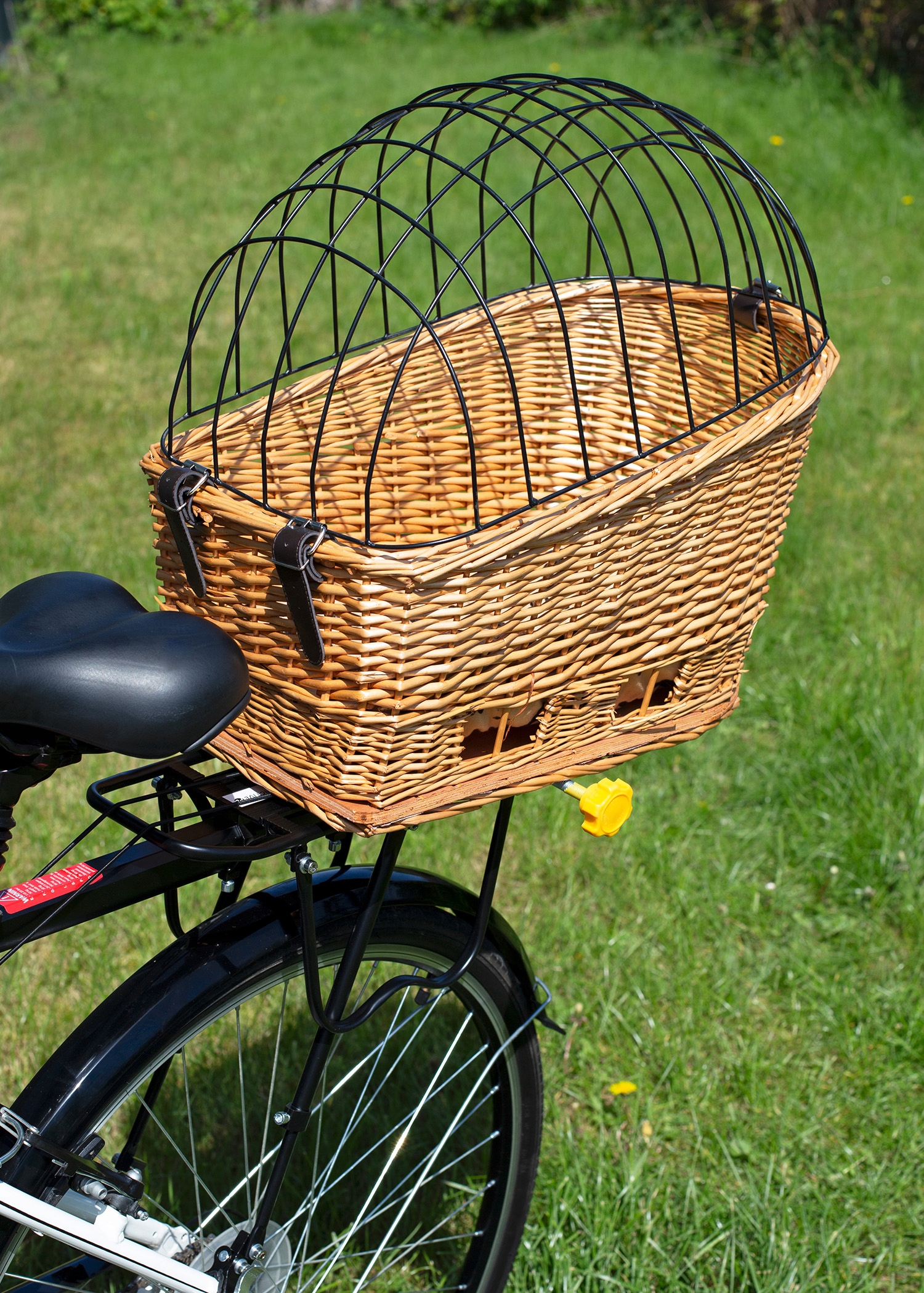 Levně Proutěný koš na kolo přepravka na nosič pro psa kočku polštář