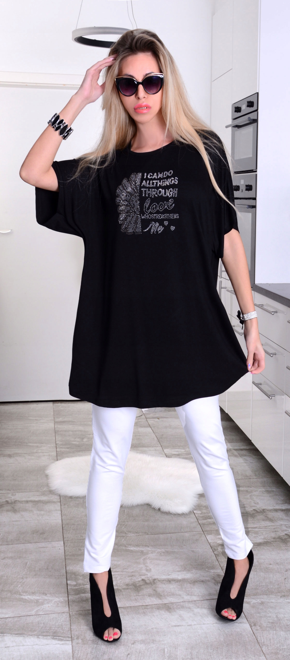 JEDYNA TAKA TUNIKA OVERSIZ LUŹNA MIENIĄCA BIG 626N Rozmiar 50