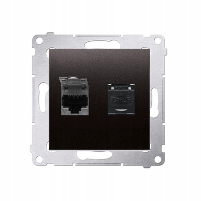 Simon 54 Dvojitá internetová počítačová zásuvka 2x RJ45 Antracit