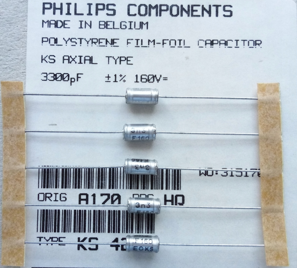[2szt] Philips 3.3nF 160V 1% Kondensator styroflex