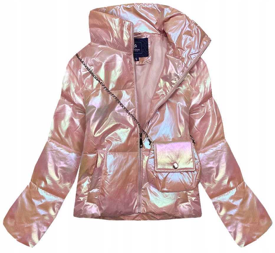 Lesklá Bunda Kabelka AG3-07 Růžová XL (42)