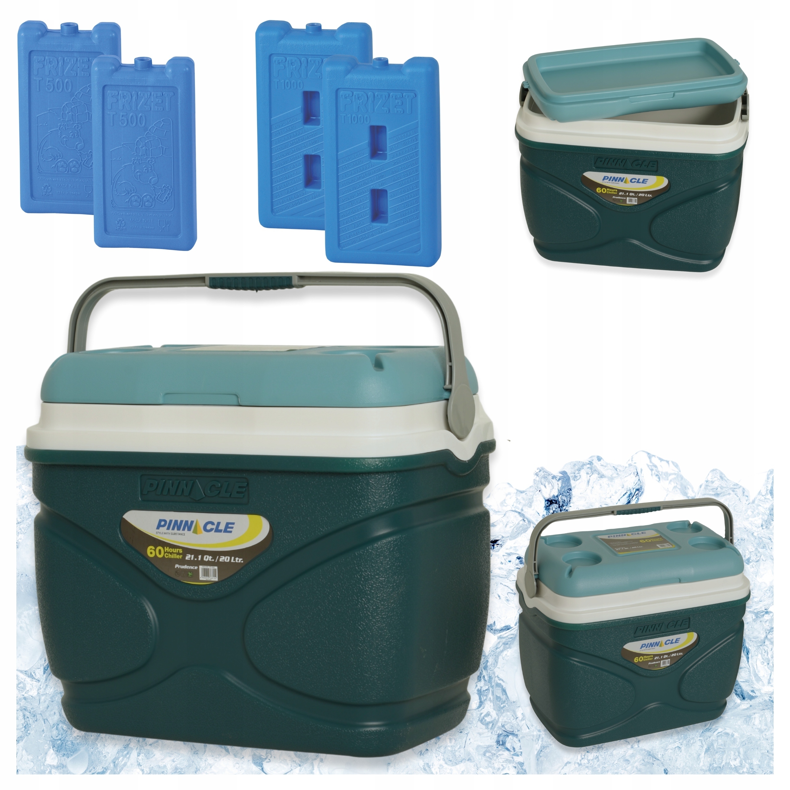 Velká turistická lednička Pinnacle 20 l modrá 4 náplně 2x 500 ml 2x 1000 ml