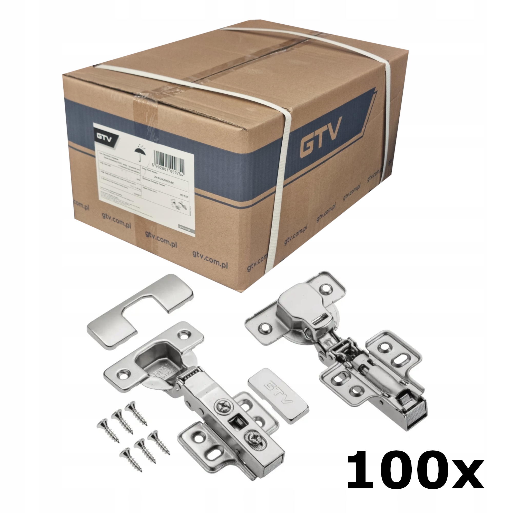 100x Zawias meblowy nakładany cichy domyk Gtv Prestige ZM-ECHC09H04-BE