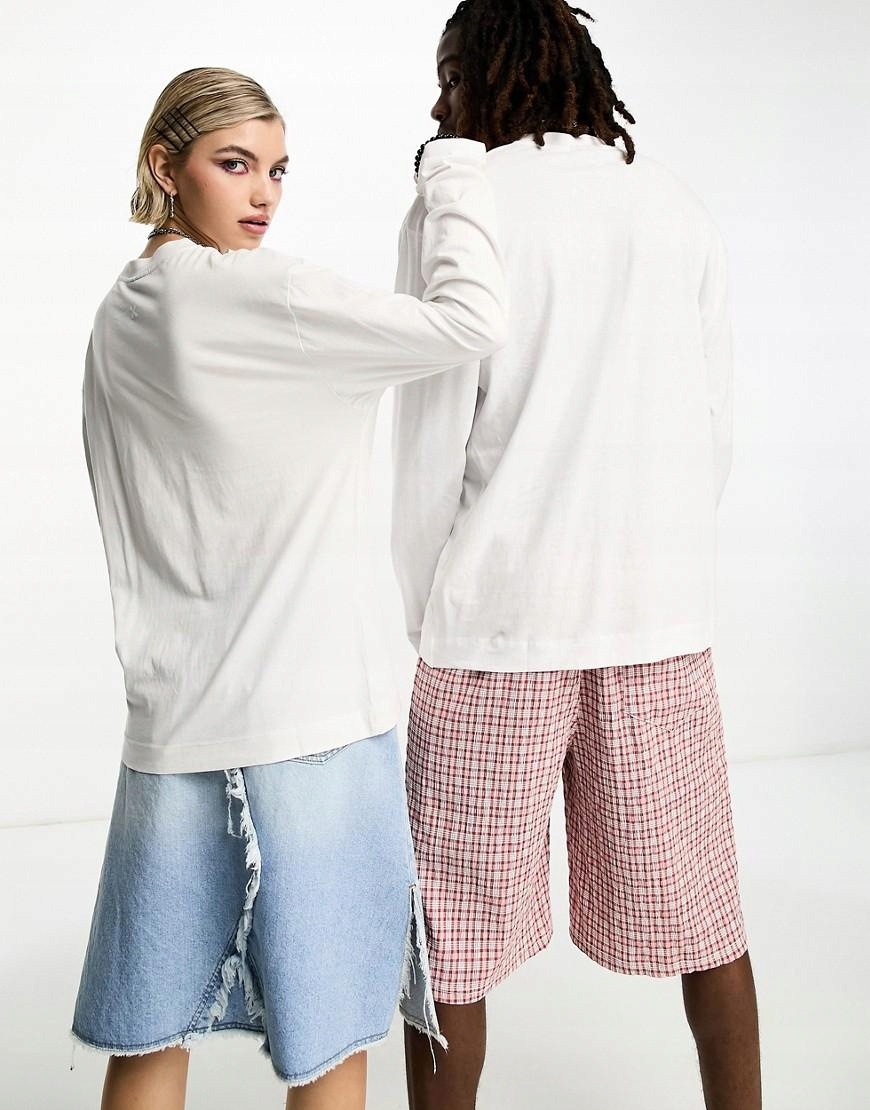 BASIC BAWEŁNA UNISEX L0J NH2__S BIAŁA KOSZULKA DŁUGI RĘKAW