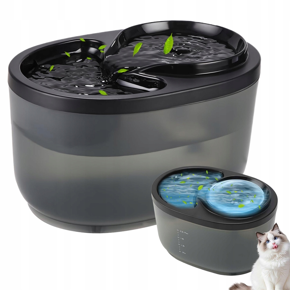 Automatické Krmítko Pro Kočky Psa Fontána Filtry Napáječka Tiché 2,3L