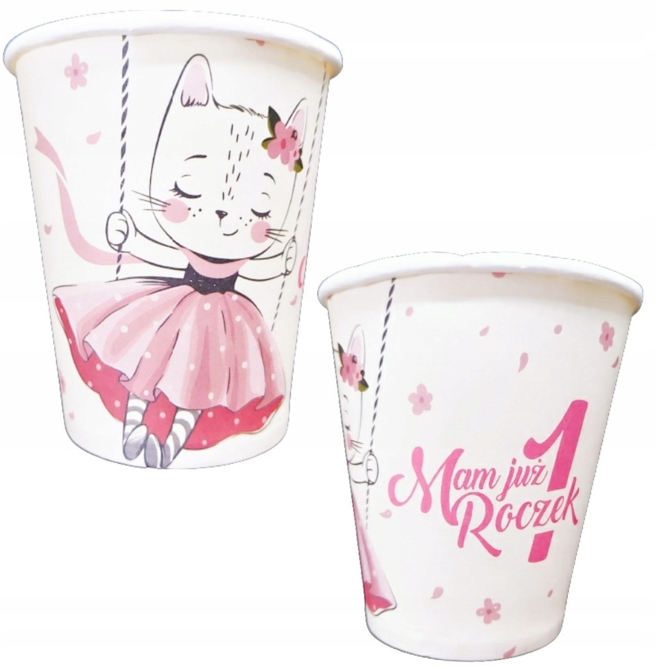 KUBECZKI URODZINOWE MAM JUŻ ROCZEK 1 KOTEK 6 SZTUK