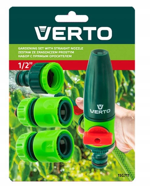 VERTO Zraszacz ogrodowy prosty + złączki 1/2'' Marka Verto