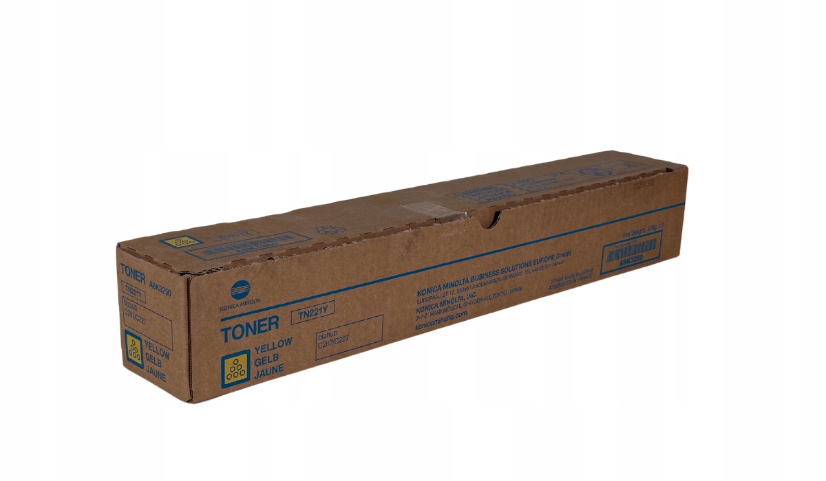Toner Konica Minolta TN-221 A8K3250 Y Originál C287 C227 Žltý