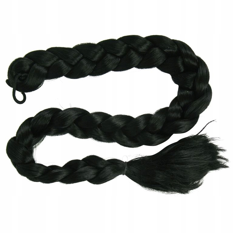 PERUKA WARKOCZ CZARNY DŁ. 80CM