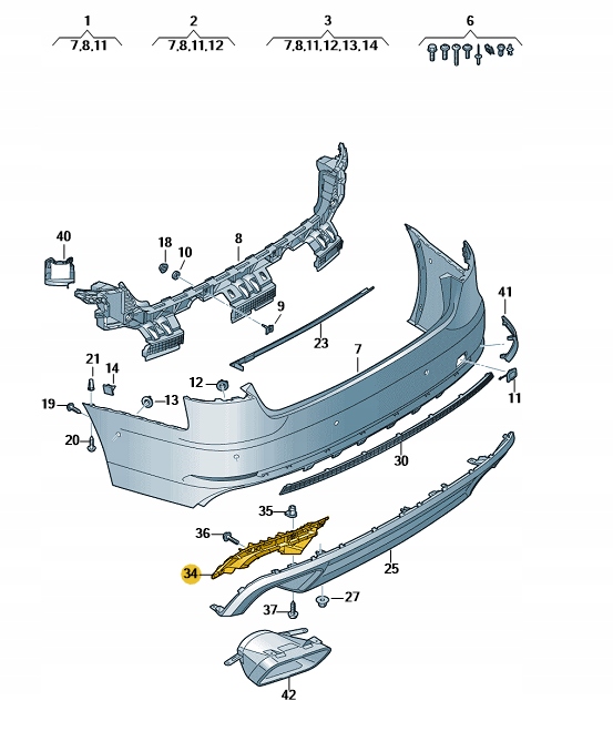 8W0807347A - Крепление выхлопного наконечника левое AUDI A4 B9 ASO