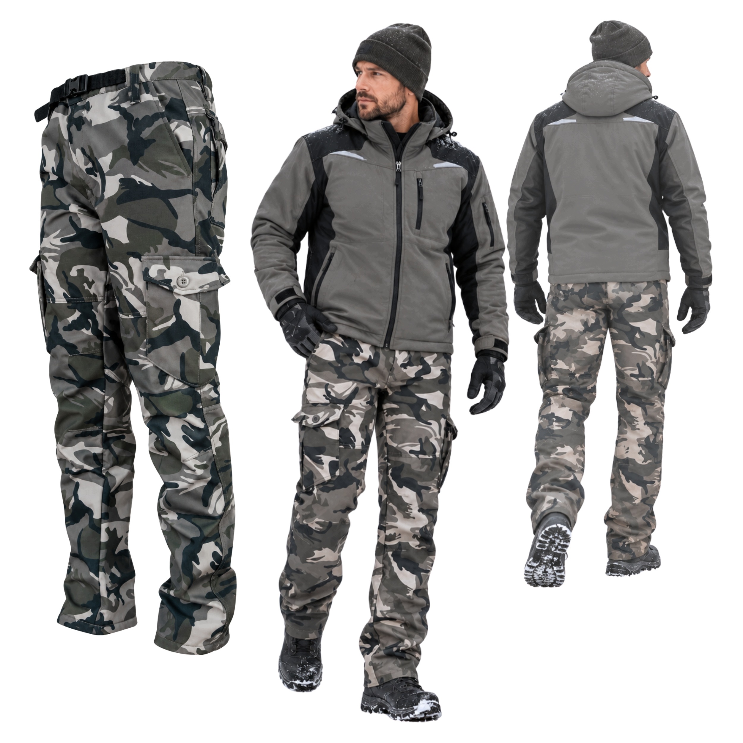 Pánské zateplené pracovní kalhoty Bojovky Vojenské Softshell Elastické 44