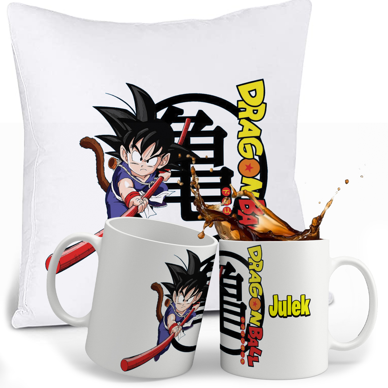 

Zestaw Dragon Ball Kubek Poduszka Imie