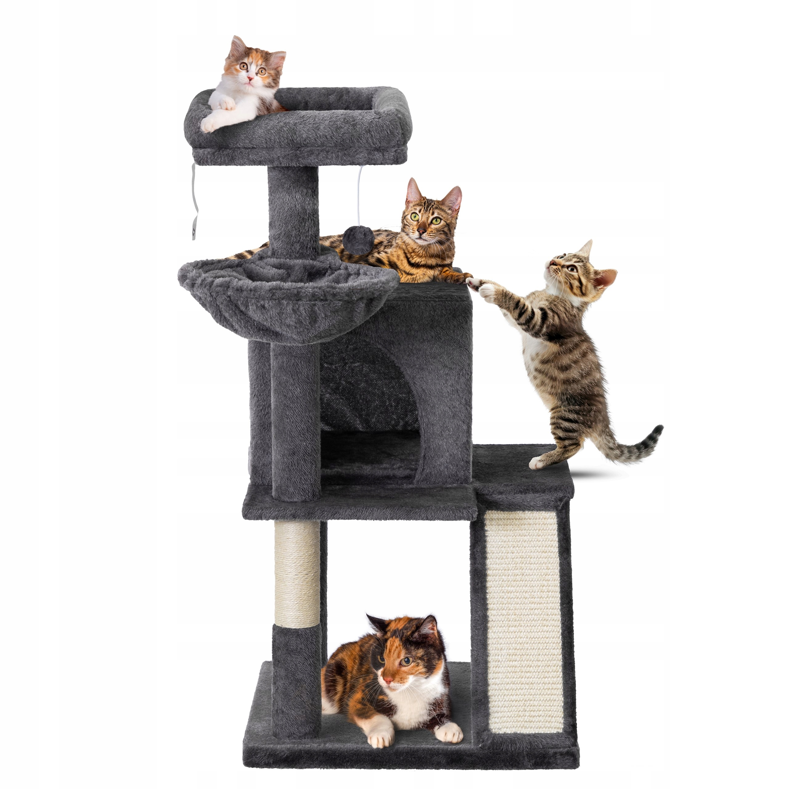 Levně Škrabadlo pro kočky Velký vysoký domeček Věž pro kočky Pelíšek Výška 95 cm