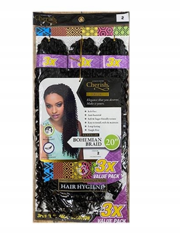 Cherish warkoczyki szydełkowe do zaplatania 3 pack x 60 CM kol 2 Czarny