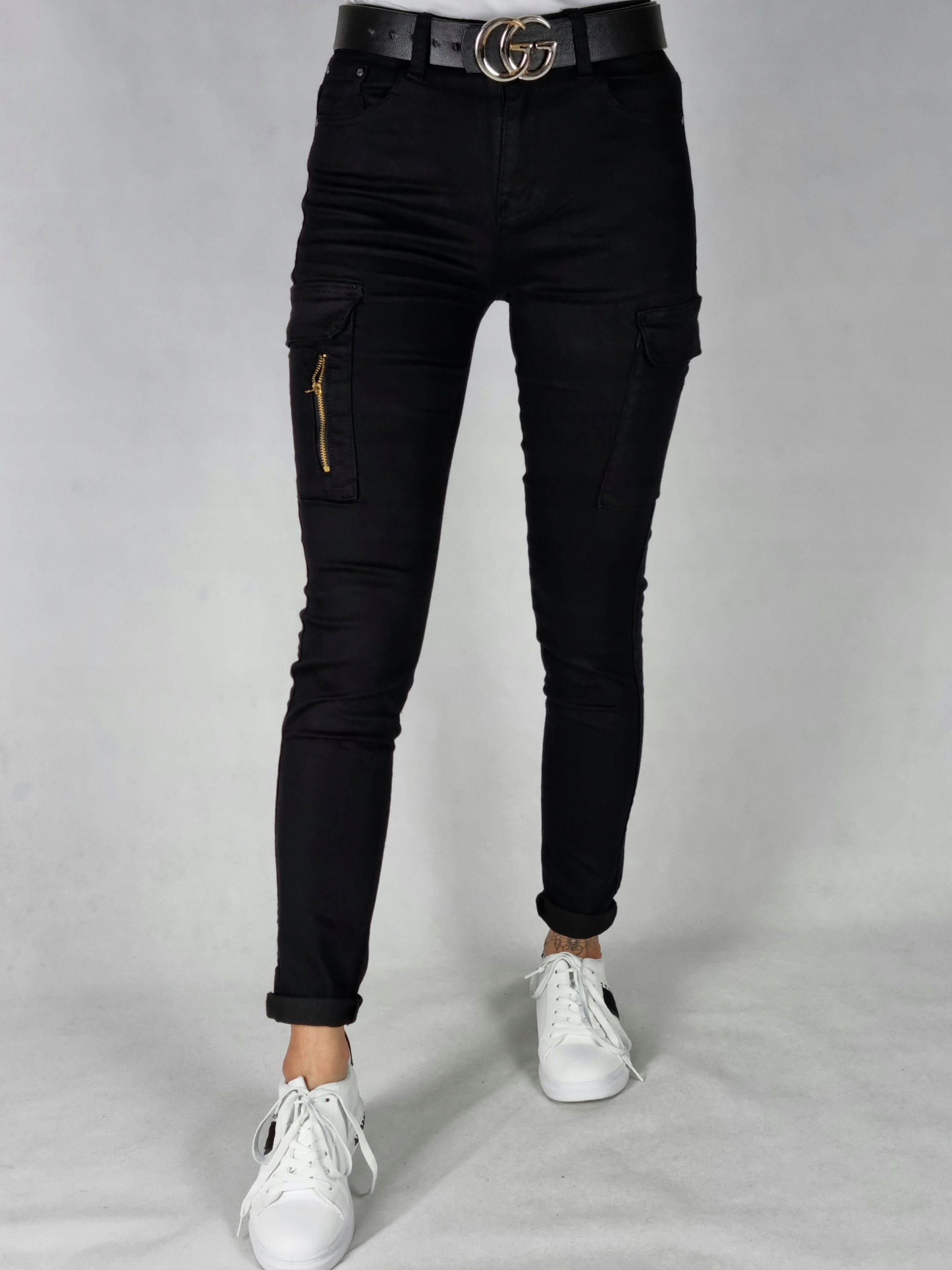 SPODNIE BOJÓWKI CZARNE PLUS SIZE ROZMIAR 46/3XL Model BOJÓWKI