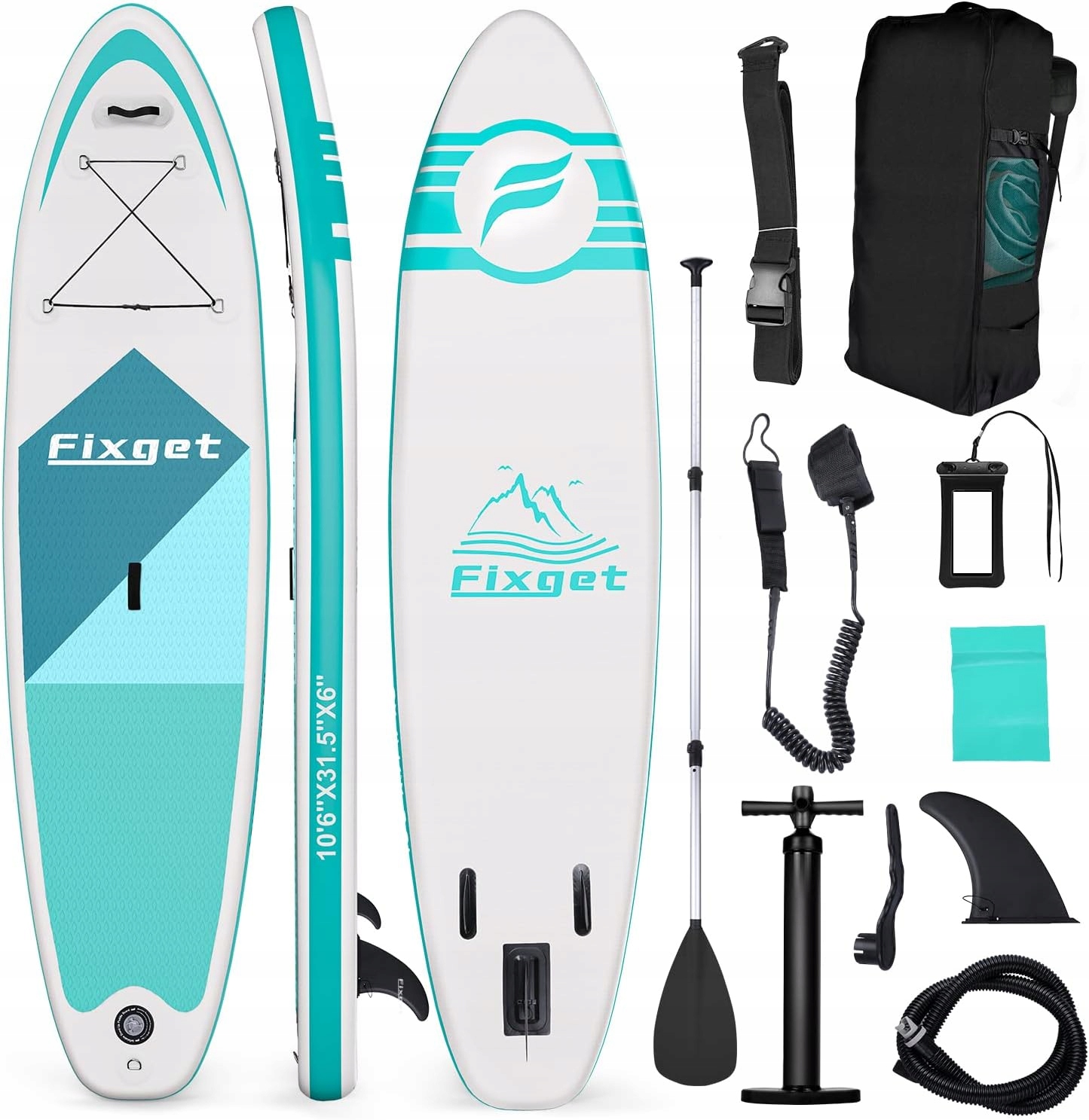 Deska Sup Fixget 320x80x15CM 180KG Zestaw Wiosło Pompka Plecak