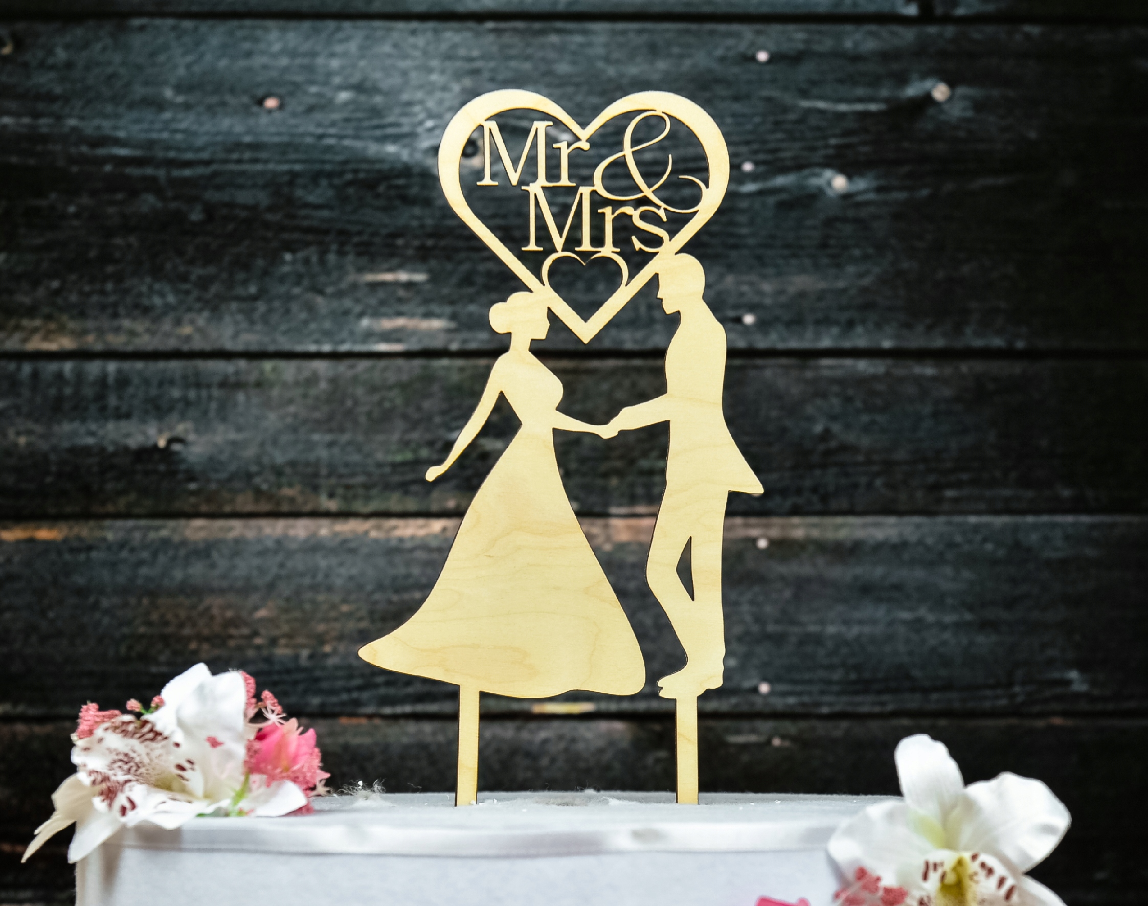 Topper TŚD-10-Mr & Mrs Ślub Wesele Drewniany Marka Dekor Laser