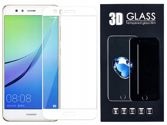 

Huawei P10 Lite Szkło Hartowane 3D 9H Białe Pełne