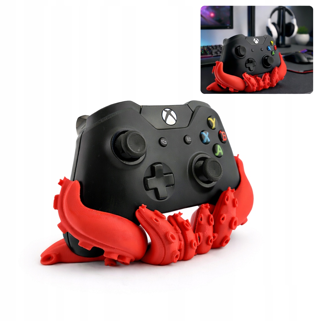 STOJAK NA PAD XBOX ONE CZERWONY UCHWYT NA KONTROLER GAMING BIURKOWY