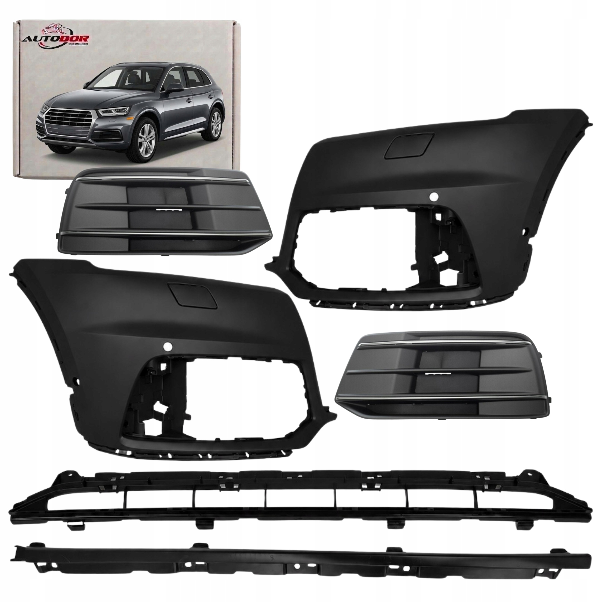 Audi Q5 17-21 Rohy Levý Pravý+lišta+záslepky+středová Clona Nárazníku