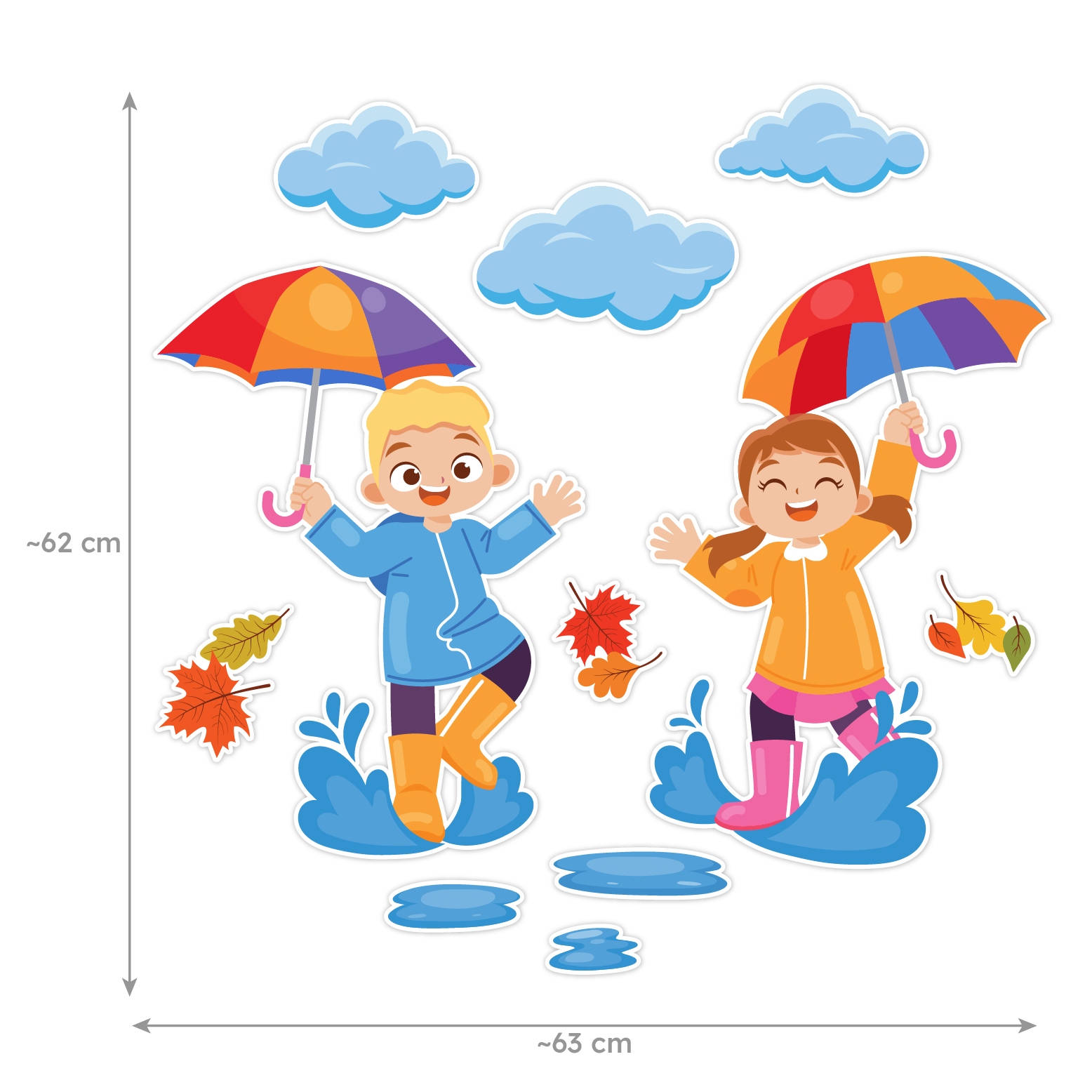 DEKORACJA JESIENNA OKIENNA DWUSTRONNA - DUŻE DZIECI Z PARASOLAMI - LearnHow Kod producenta LH-DJ20