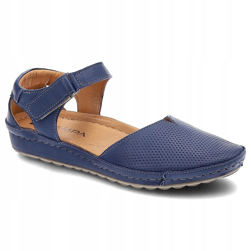 

Niebieskie Sandały Damskie Kampa Skórzane Obuwie