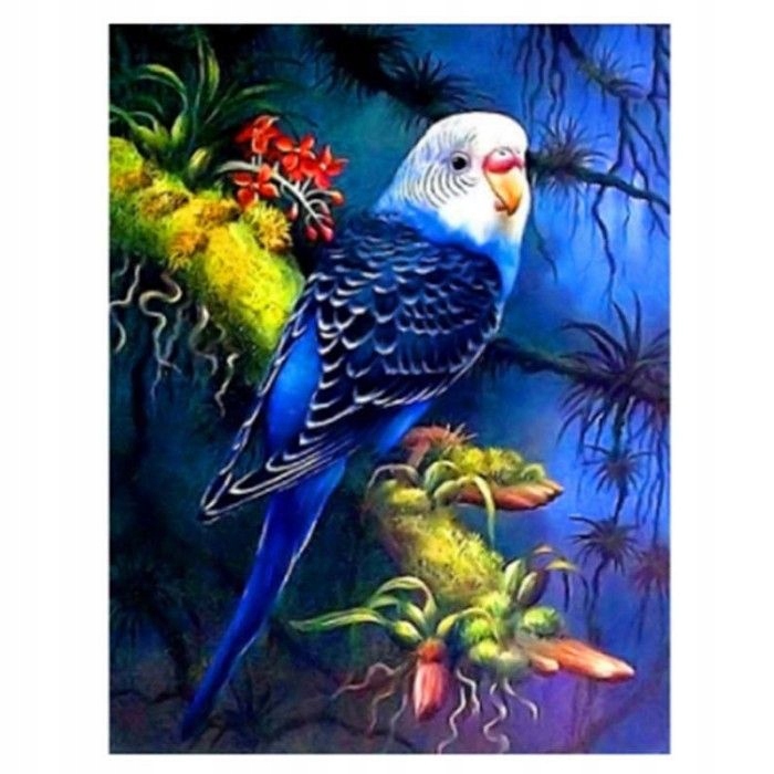 Diamantová mozaika 30x40cm Andulka vlnkovaná modrý