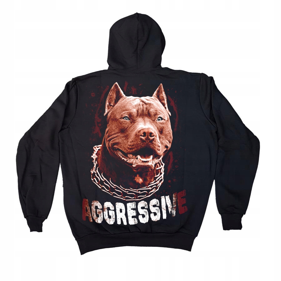 

M Bluza Kangur Aggressive pies brąz ostry pitbull