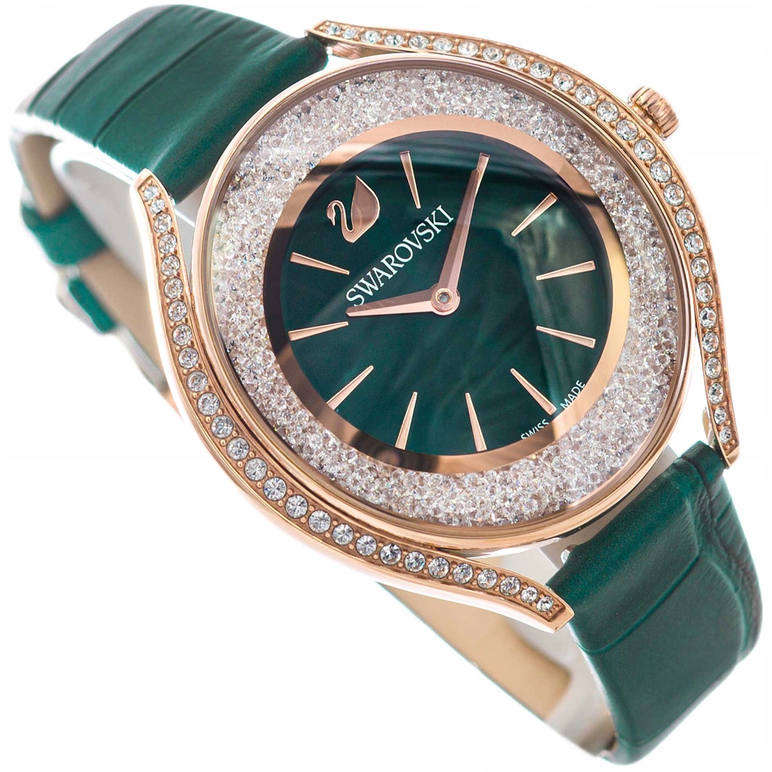 Dámské Hodinky Swarovski 5644078 Crystalline Aura Zelené S Módním Řemínkem