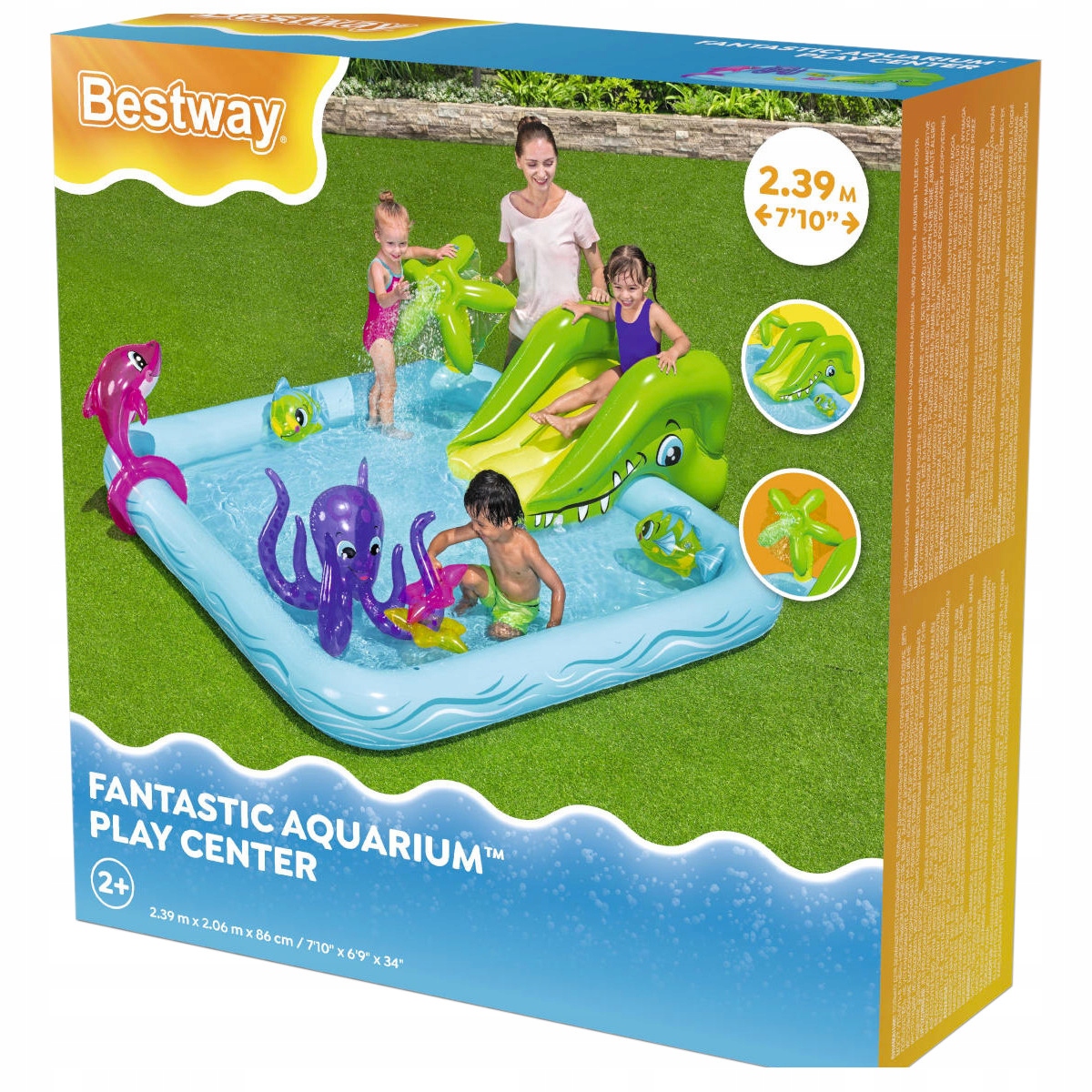 Bazén Pro Děti Nafukovací Vodní Dětské Hřiště Akvárium Fontána Skluzavka