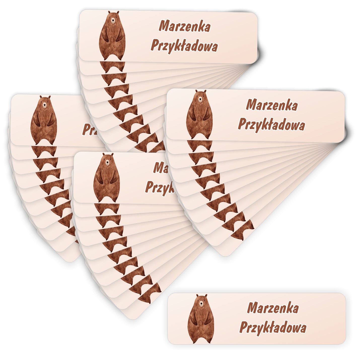 

40x Naklejki imienne nazwisko przybory szkolne miś