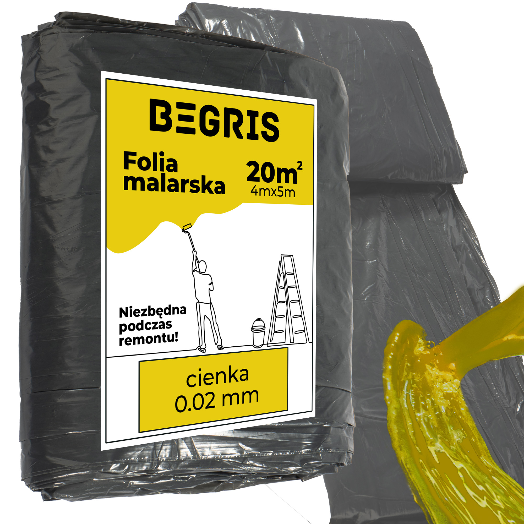 FOLIA MALARSKA GRUBA 20MY 4x5 OCHRONNA PLANDEKA Szerokość 4 m