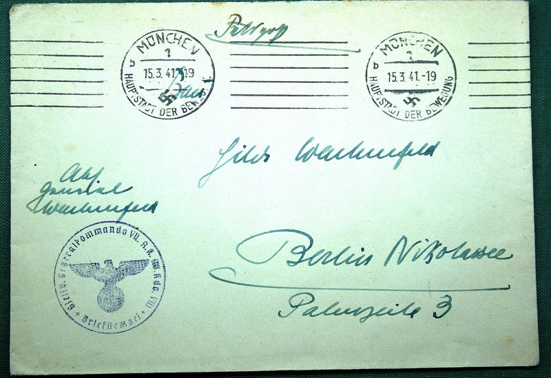 NIEMCY RZESZA NIEMIECKA KOPERTA PO LISCIE Z FRONTU