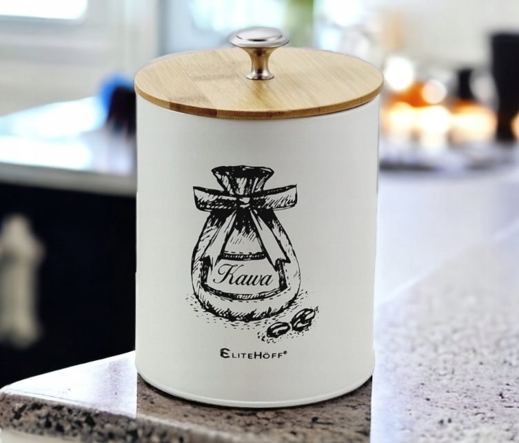 POJEMNIKI ZESTAW 4szt Kawa Herbata Cukier Sól KOMPLET BIAŁYCH POJEMNIKÓW Wysokość 14 cm