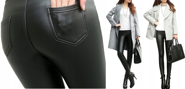 

Markowa eko Skóra Mat Legginsy Push Up 6 Kolor L