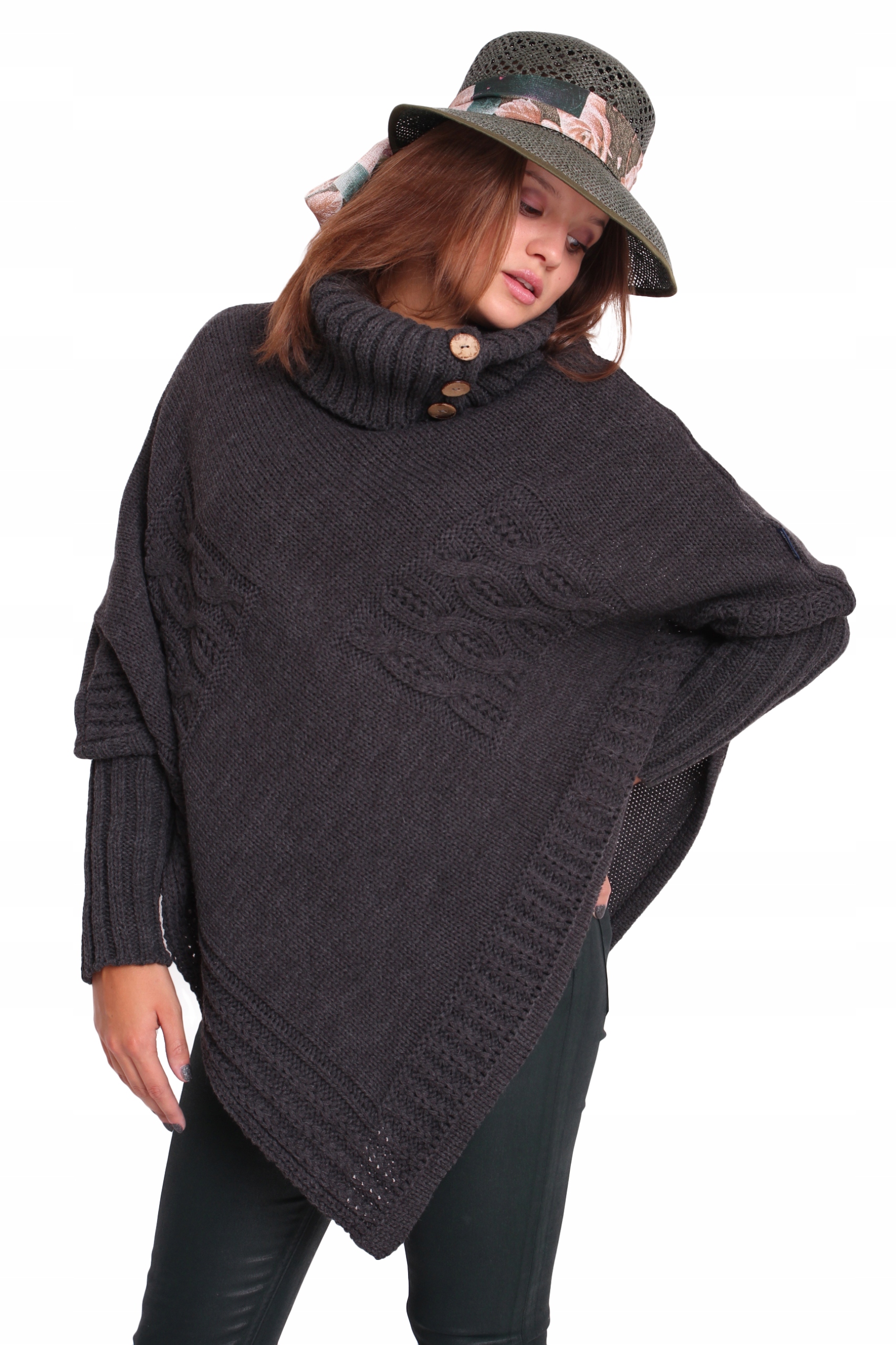 

Pasmantex Moena Ponczo Sweter Poncho Golf Rękawki