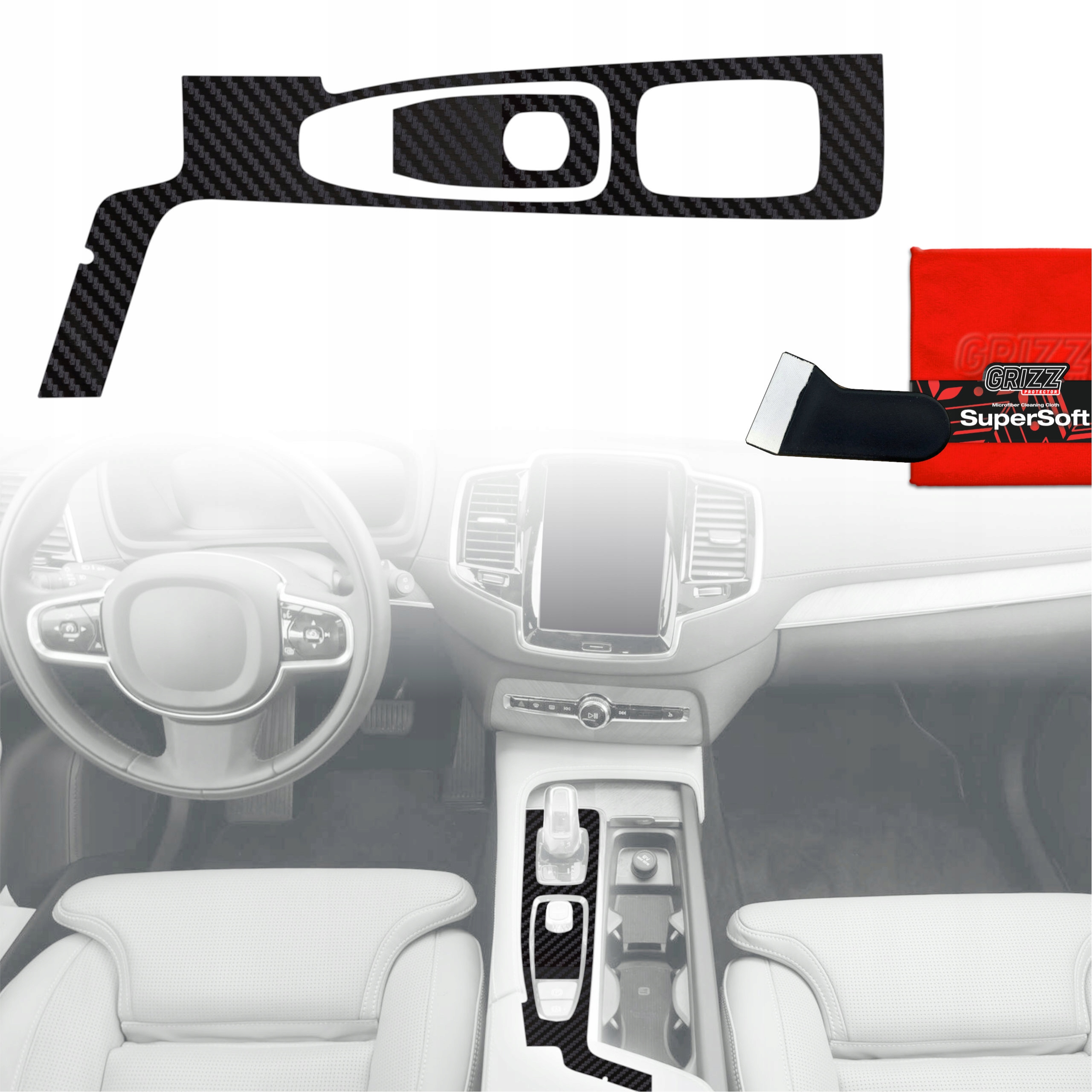 Fólie do interiéru Volvo XC90 B5 (2022-2026) Grizz 2v1 Karbonová
