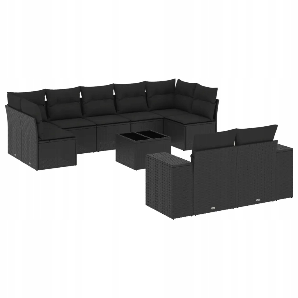 Set zahradního nábytku technorattan vidaXL černý 10 el.