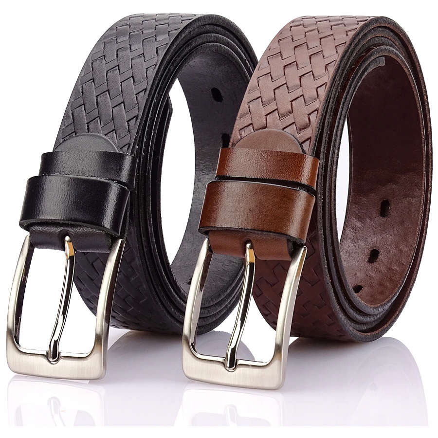 Kožené pásky 120 Stříbrná spona Černá Hnědá