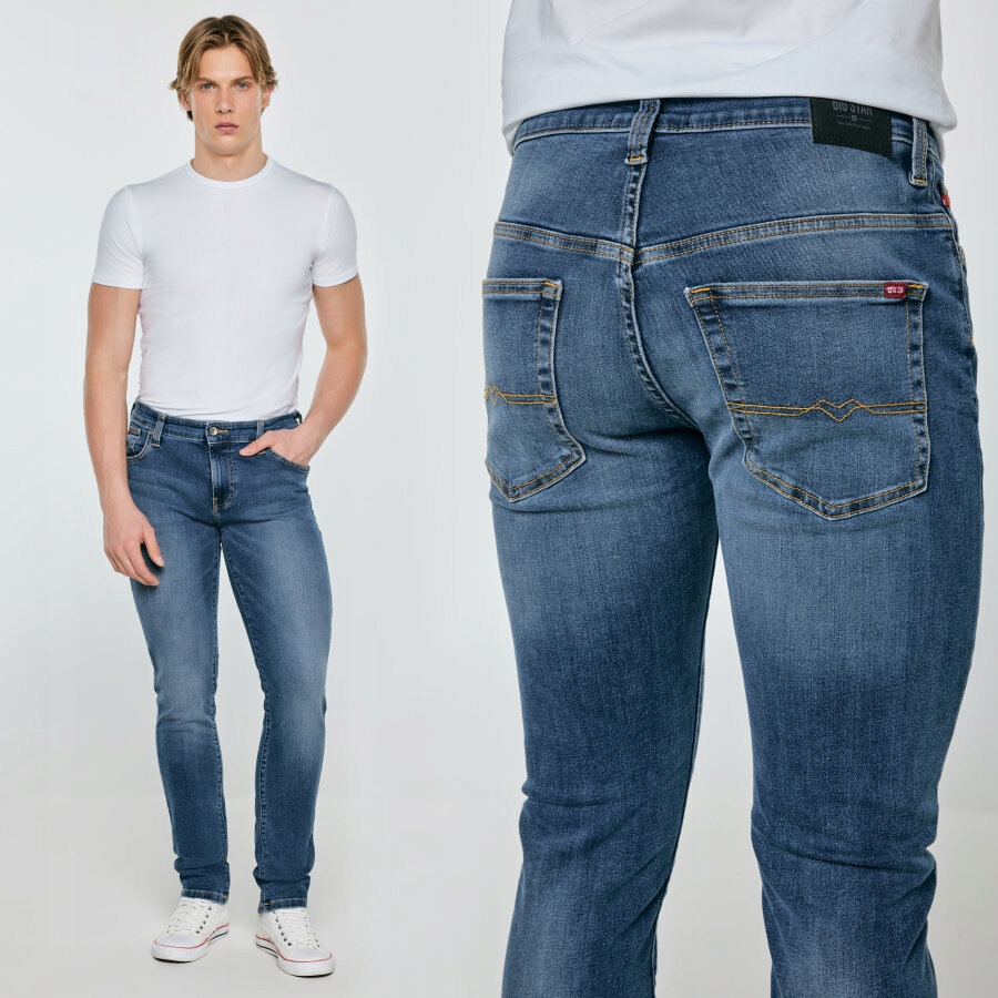 Big Star Jeansy Męskie Slim Niebieskie Ronan 397 W38 L30