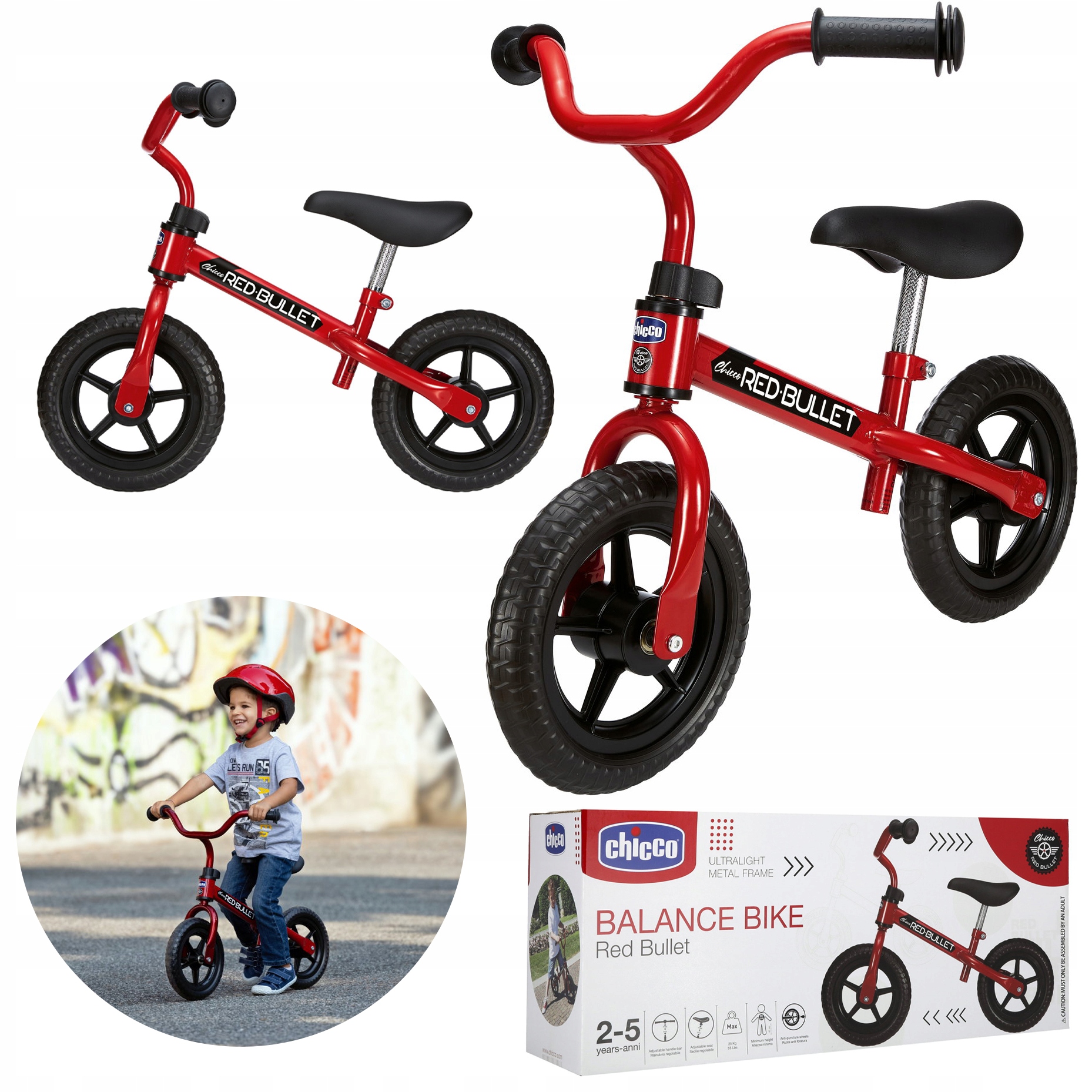 Lekki Rowerek Rower Biegowy Dziecięcy Do Nauki Równowagi Chicco Czerwony