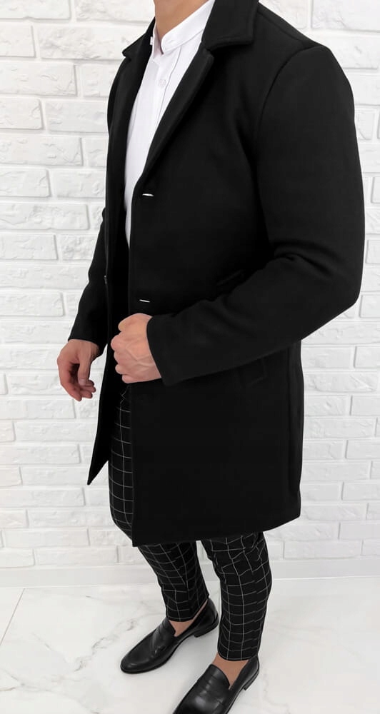 Plaszcz meski czarny jednorzedowy kymaxx 5135 - L Rozmiar L