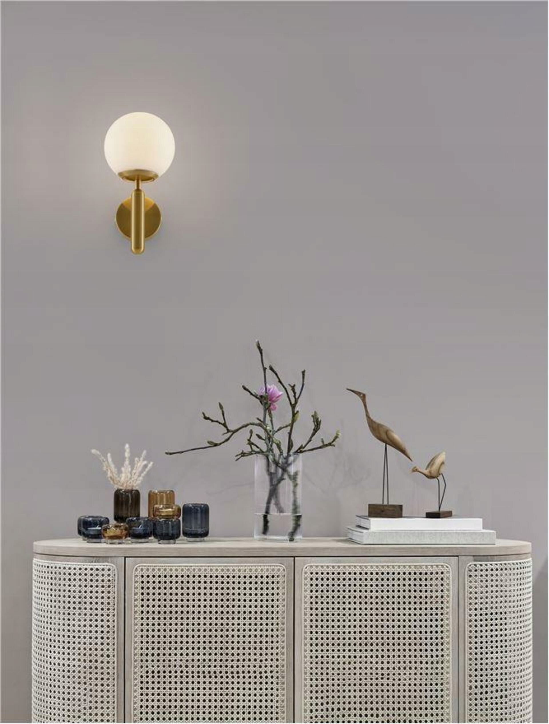 Nova Luce nástěnné svítidlo Monet mosazné železo a sklo E27 D30 H16 9080125